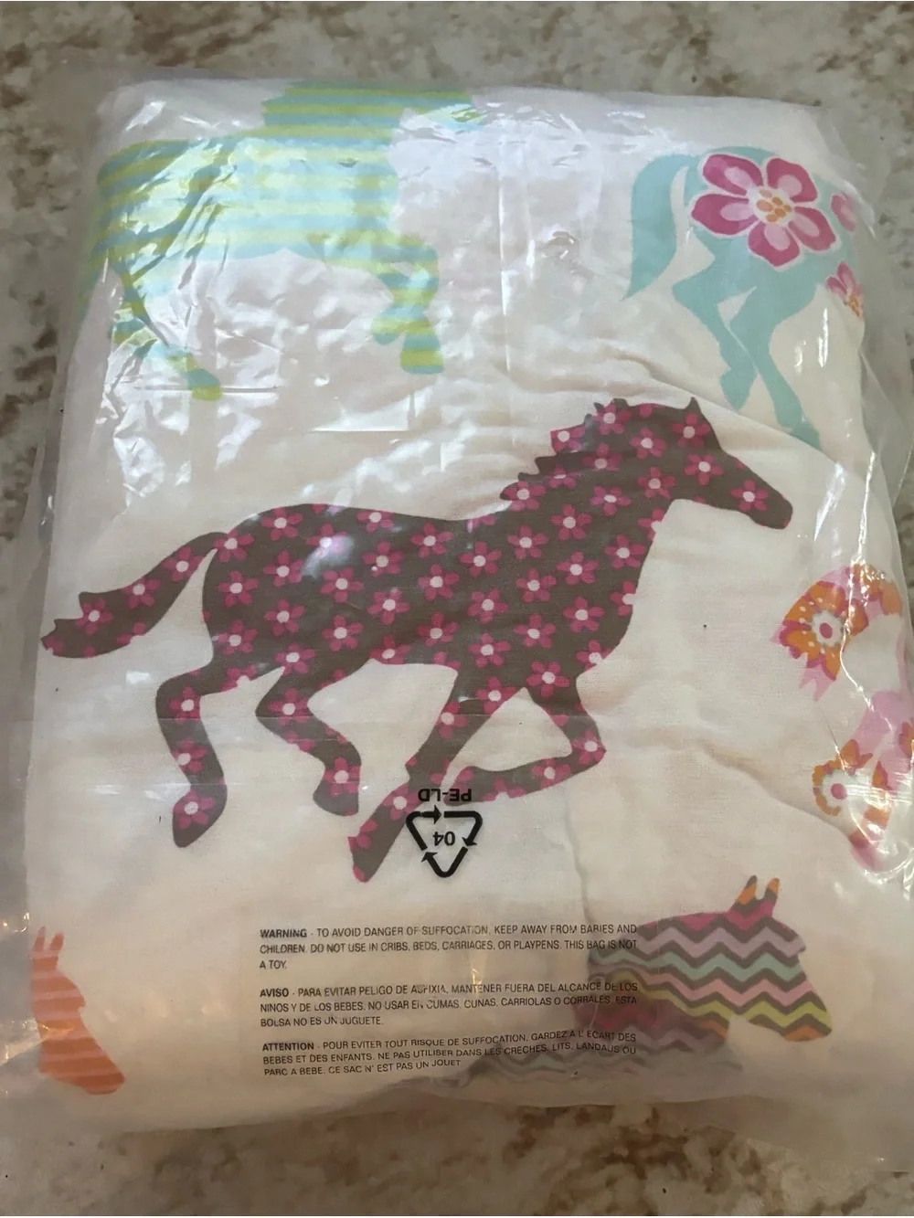 Garnet Hill Colorful Painted Ponies Pony Up Twin Sheet Set & 2 Pillow Cases NWT